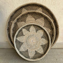 Sea Grass & Cane Storage Tray | Round Shape | Grey