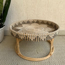 Sea Grass & Cane Storage Tray | Round Shape | Grey