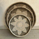 Sea Grass & Cane Storage Tray | Round Shape | Grey | Set of 3