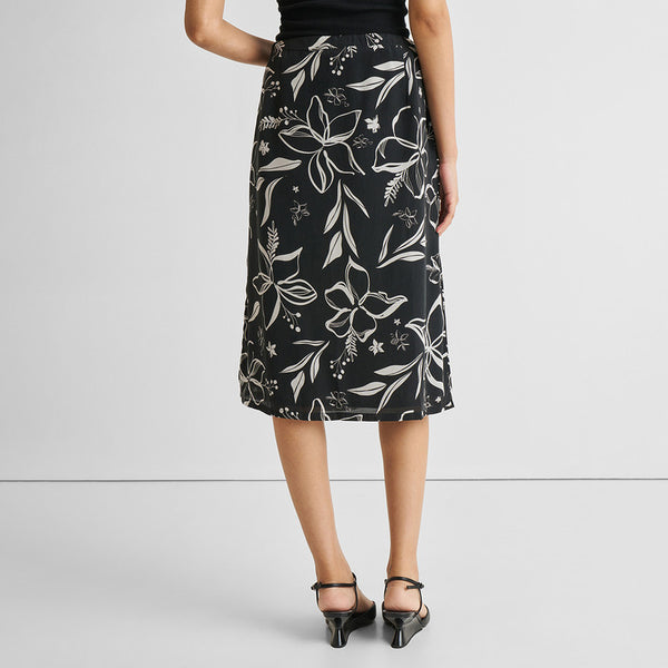 Black Slit Skirt for Women | Bemberg | Floral Print