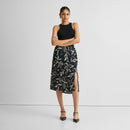Black Slit Skirt for Women | Bemberg | Floral Print