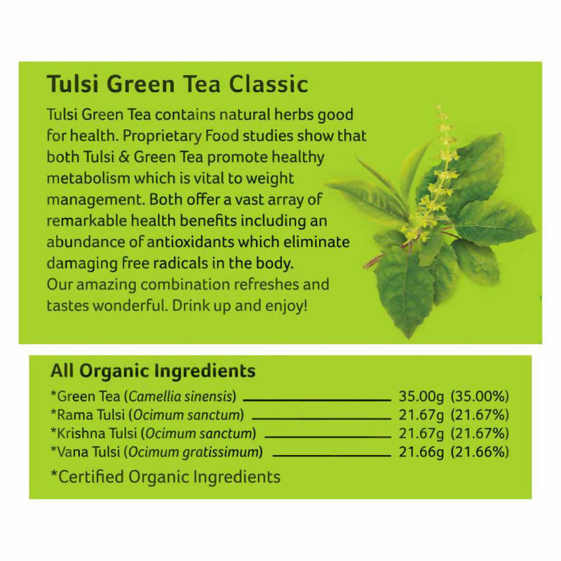 Organic India Tulsi Green Tea Classic | Improves Metabolism | 100 g