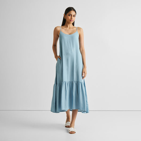 Tencel Maxi Dress for Women | Blue