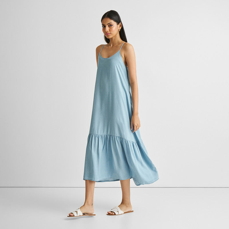 Tencel Maxi Dress for Women | Blue