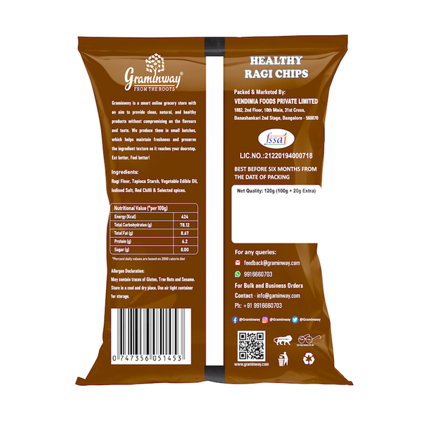 Natural Healthy Ragi Chips | Calcium and Protein Rich | 100 g