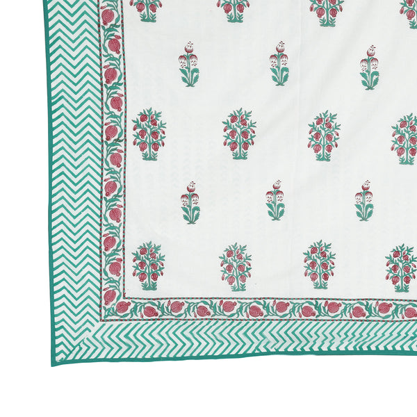 Mulmul Cotton AC Dohar | Hand Block Print | Reversible | Double Size | Red & Green