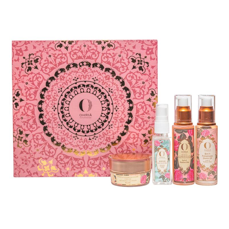 Festive Gift Hamper | Rose Range | Mist | Shower Oil | Body Wash | Face Cream | Set of 4