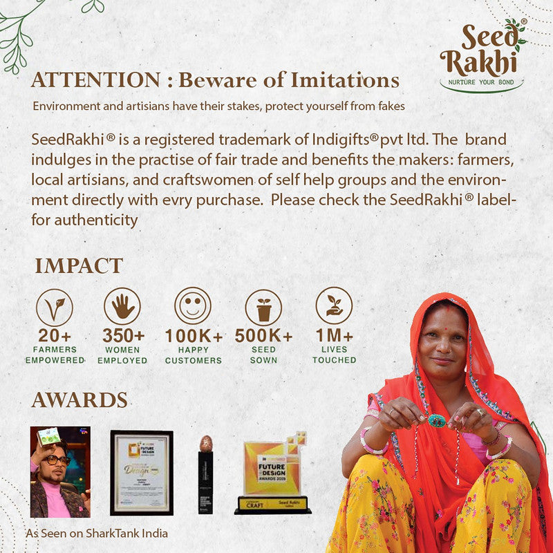 Cotton Rakhi For Brothers | Plantable Seed Rakhi | Bee Shape | Handmade | Red