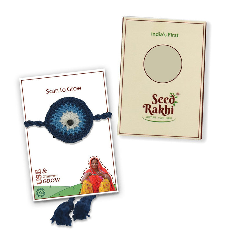 Cotton Rakhi For Brother & Bhabhi | Plantable Seed Rakhi | Blue