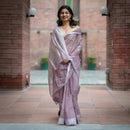 Chanderi Silk Saree with Blouse | Mauve | Dragonflies