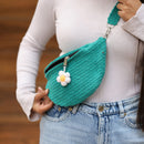 Cotton Crochet Waist Bag for Women | Teal