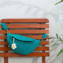 Cotton Crochet Waist Bag for Women | Teal