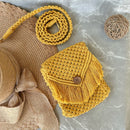 Cotton Macrame Sling Bag | Mustard