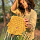 Cotton Macrame Sling Bag | Mustard