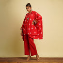 Cotton Cambric Co Ord Set for Women | Hand Tie-Dye | Red