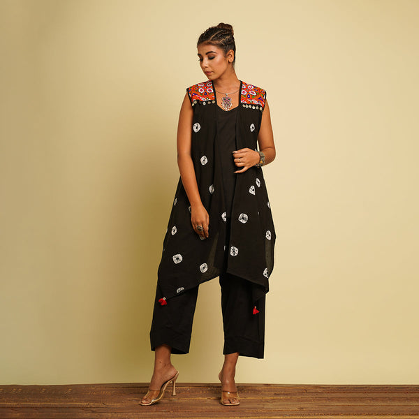 Cotton Cambric Co Ord Set for Women | Tie-Dye | Black