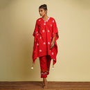 Cotton Cambric Kaftan Co Ord Set for Women | Tie-Dye | Red