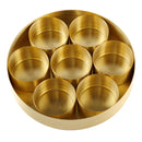 Brass Masala Box with Lid | 7 Containers | Golden | 21 cm.