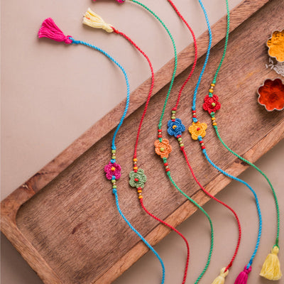 Cotton Rakhi for Brothers | Multicolour | Set of 6 | Daisies