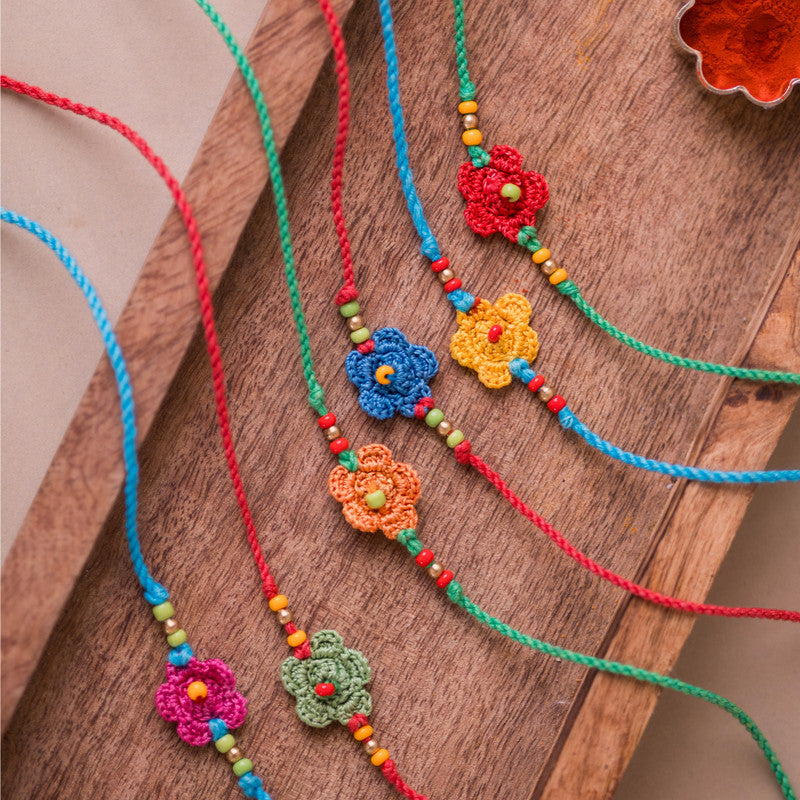 Cotton Rakhi for Brothers | Multicolour | Set of 6 | Daisies