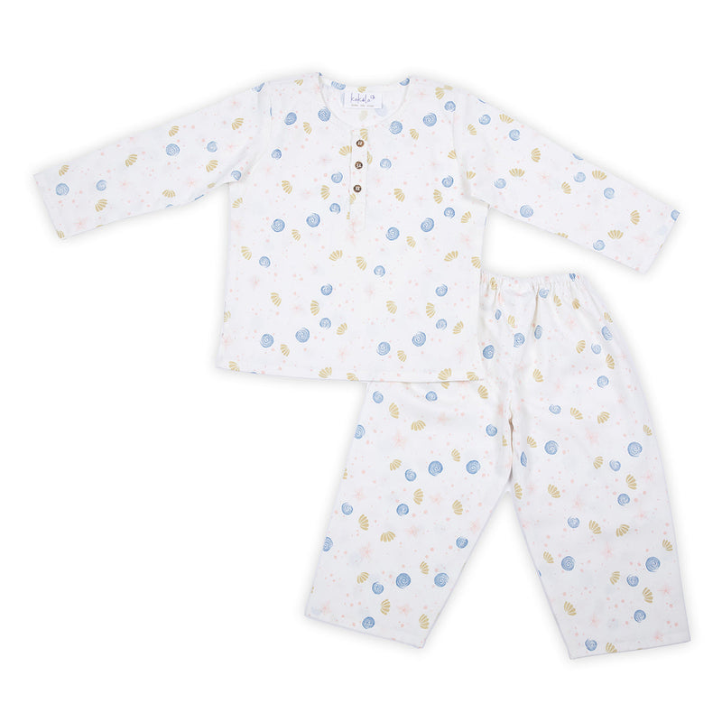 Organic Cotton Night Suit for Kids  | Sea Design | Multicolour