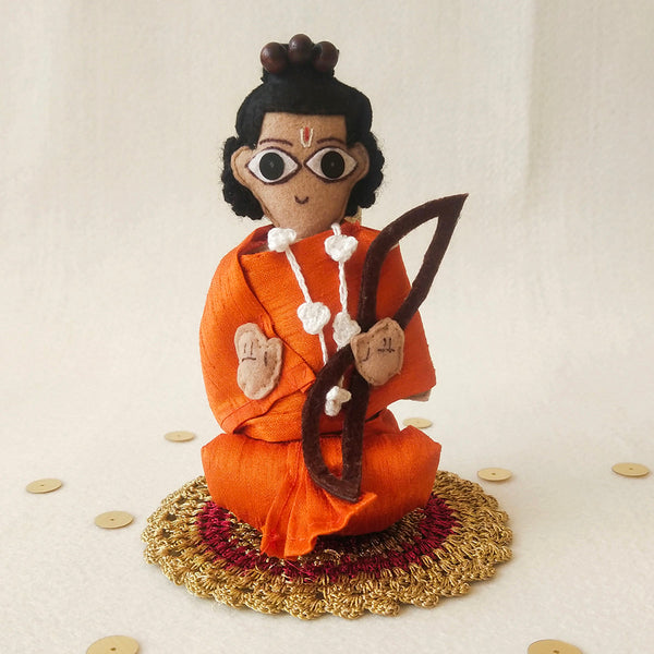 Upcycled Felt Ramayan Figurine | Orange | Set Of 6 | 6.5 Inches