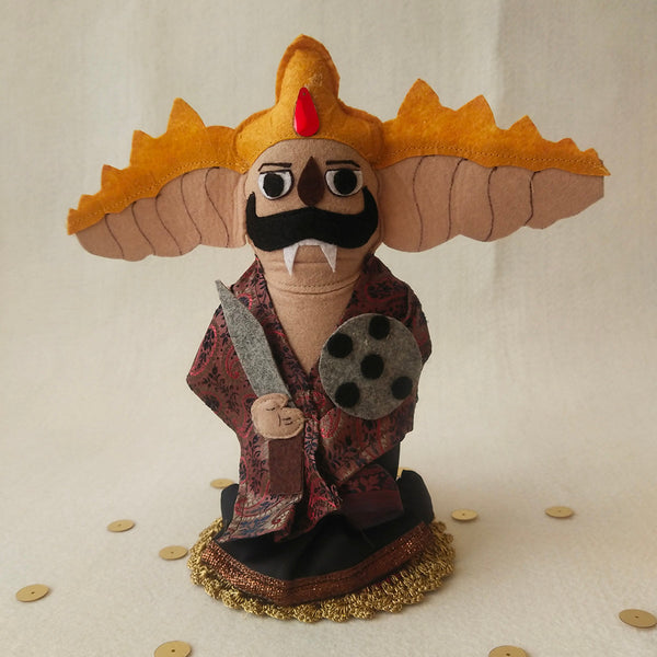 Upcycled Felt Ramayan Figurine | Orange | Set Of 6 | 6.5 Inches