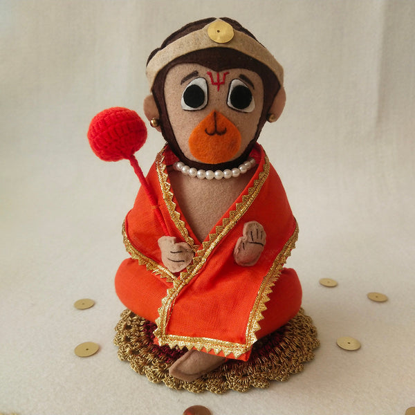 Upcycled Felt Ramayan Figurine | Orange | Set Of 6 | 6.5 Inches