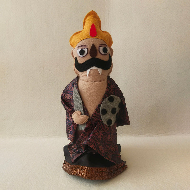 Upcycled Felt Ramayan Figurine | Orange | Set Of 6 | 6.5 Inches