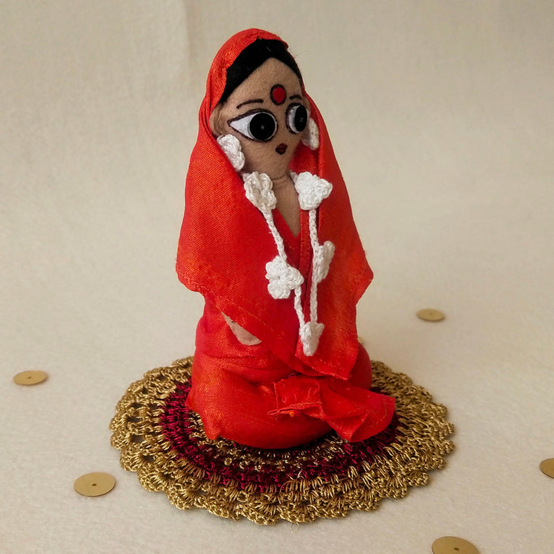 Upcycled Felt Ramayan Figurine | Orange | Set Of 6 | 6.5 Inches