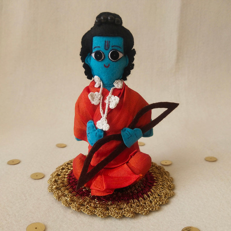 Upcycled Felt Ramayan Figurine | Orange | Set Of 6 | 6.5 Inches