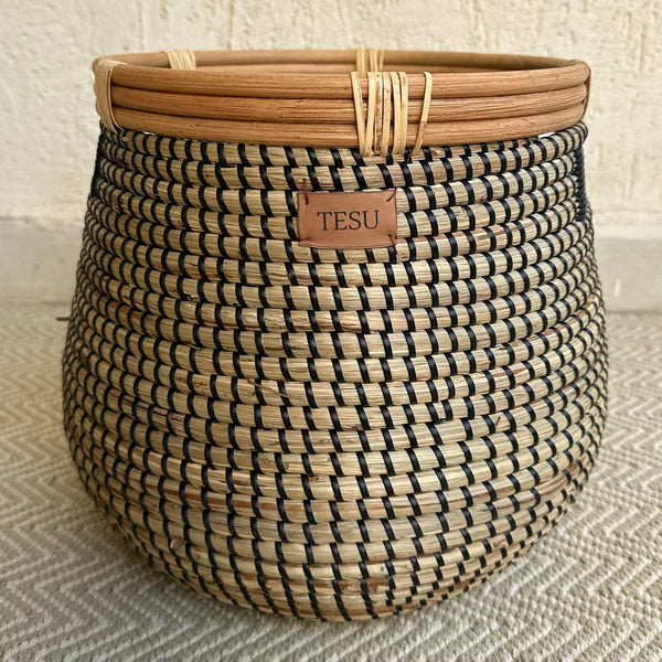 Sea Grass Plant Basket | Black | 33 cm