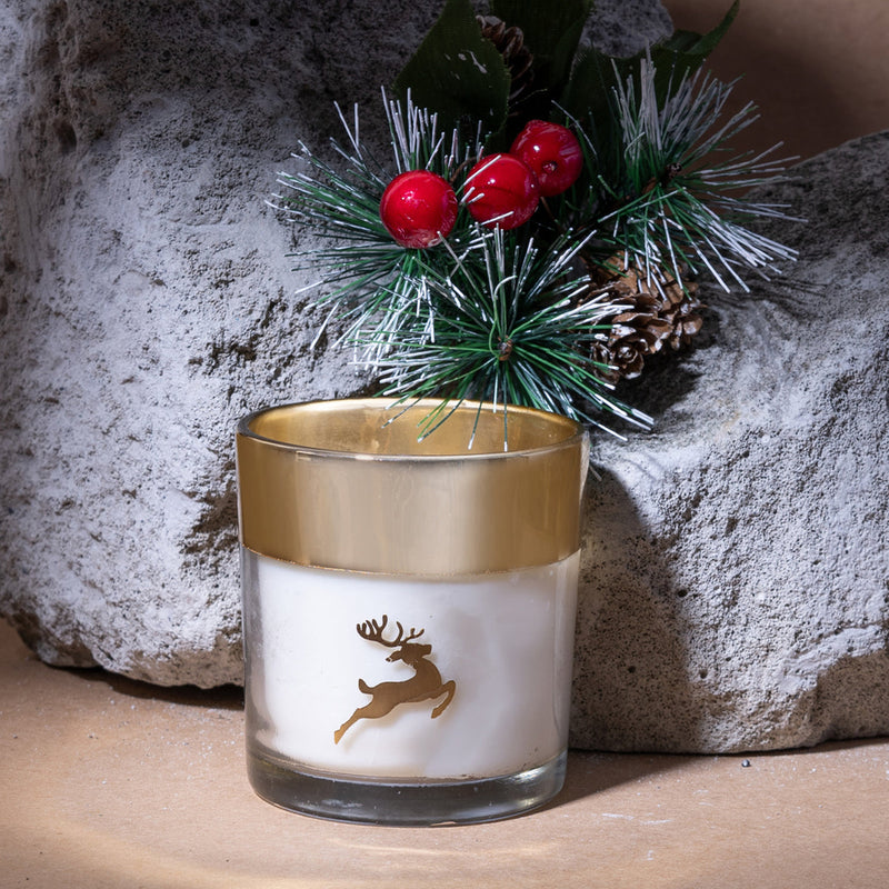 Soy Wax Scented Candle | Reindeer Design | Rosemary Sage Fragrance