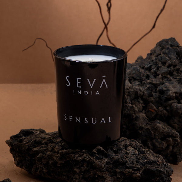 Soy Wax Scented Candle | for Sensational Effect | Jasmine & Kashmiri Saffron | Black