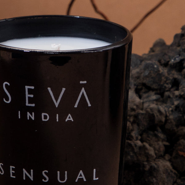 Soy Wax Scented Candle | for Sensational Effect | Jasmine & Kashmiri Saffron | Black