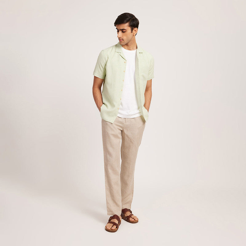 Men's Tencel Linen Shirt | Notch Collar | Pistachio Green