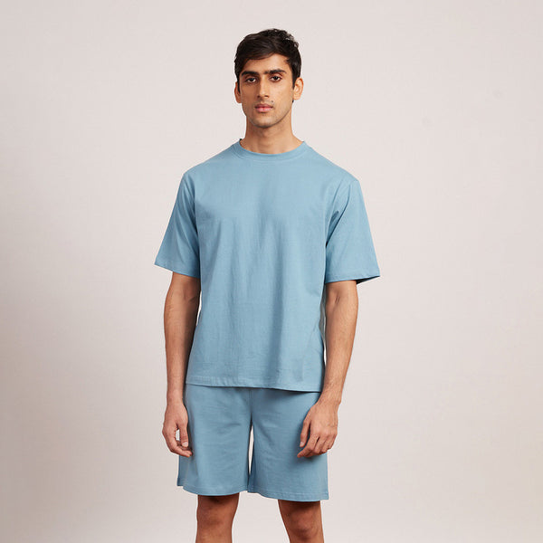 Cotton Lounge Shorts for Men | Aqua Blue