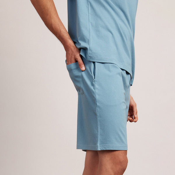 Cotton Lounge Shorts for Men | Aqua Blue