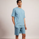 Aqua Blue Oversized T-Shirt for Men | Cotton