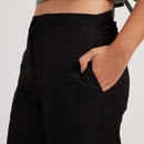 Women Black Linen Pants | Wide-Leg