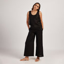 Women Black Linen Pants | Wide-Leg