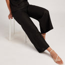 Women Black Linen Pants | Wide-Leg