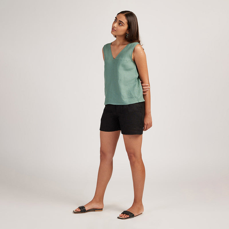 Linen Tank Top for Women | V-Neck | Sage Green