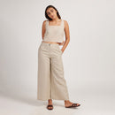 Women Linen Pants | Wide-Leg | Beige