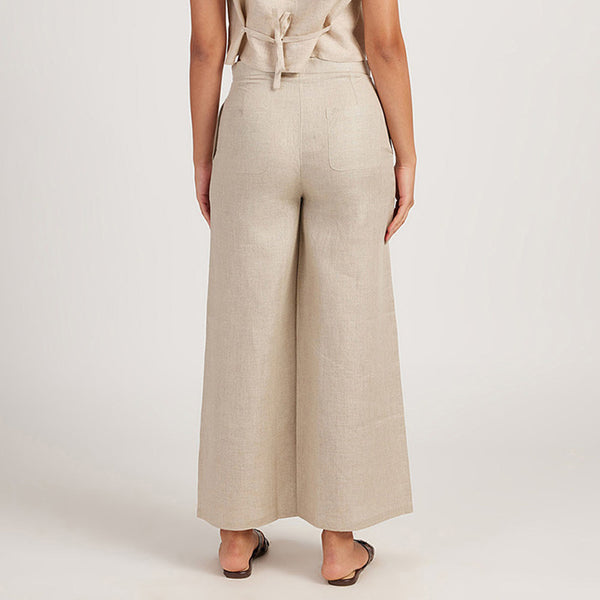 Women Linen Pants | Wide-Leg | Beige