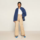 Blue Bomber Jacket for Women | Baggy | Blended Fabric