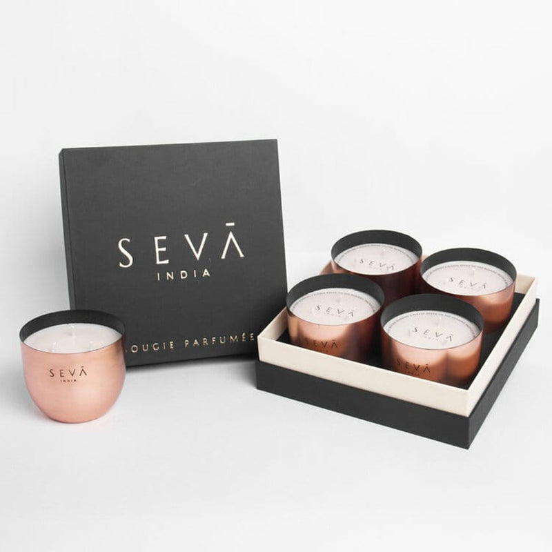 Festive Gifts | Scented Candle Gift Hamper | Soy Wax | Rose Gold | White-Musk & Amber | Set of 4
