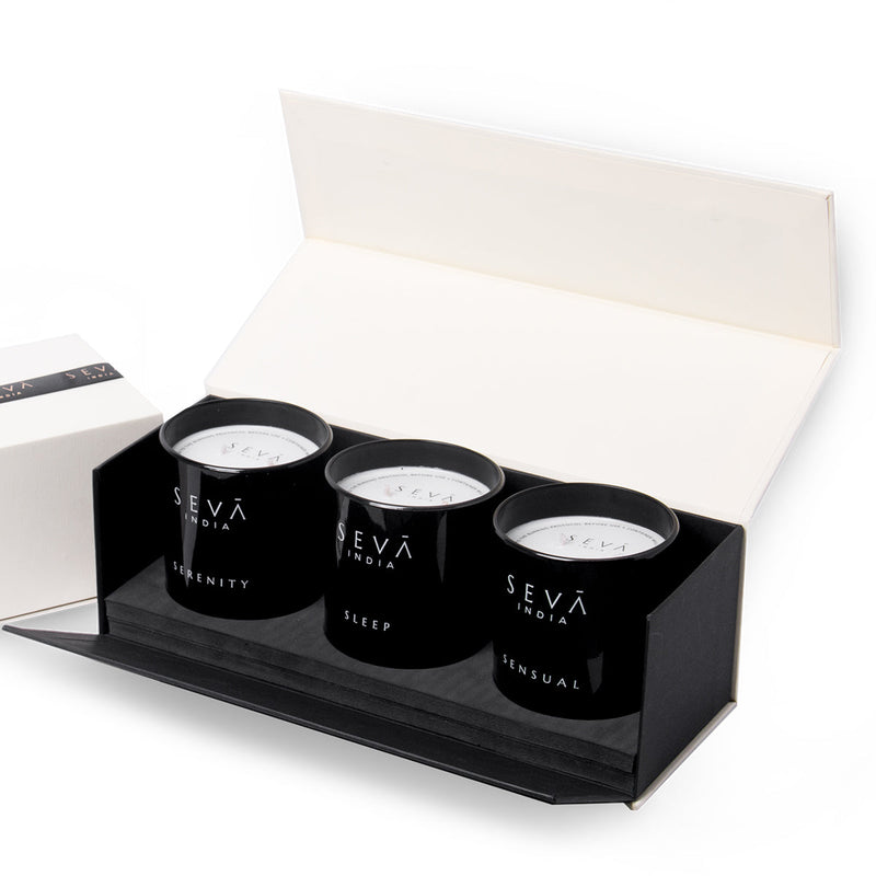 Festive Gift Hampers | Scented Candle Gift Hamper | Soy Wax | Black | Set of 3.