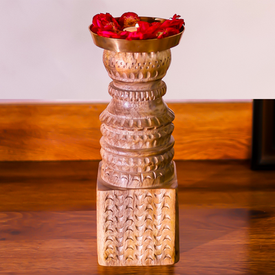 Timeless Traditions Candlestands | Candle Holder | Mango Wood & Brass