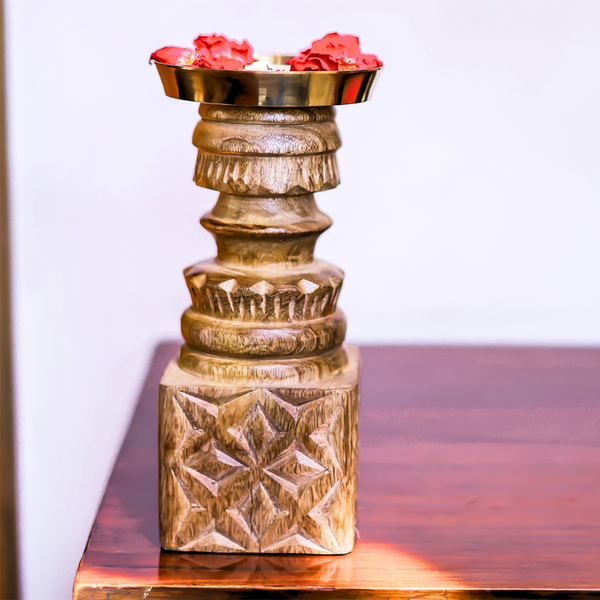 Timeless Traditions Candlestands | Candle Holder | Mango Wood & Brass